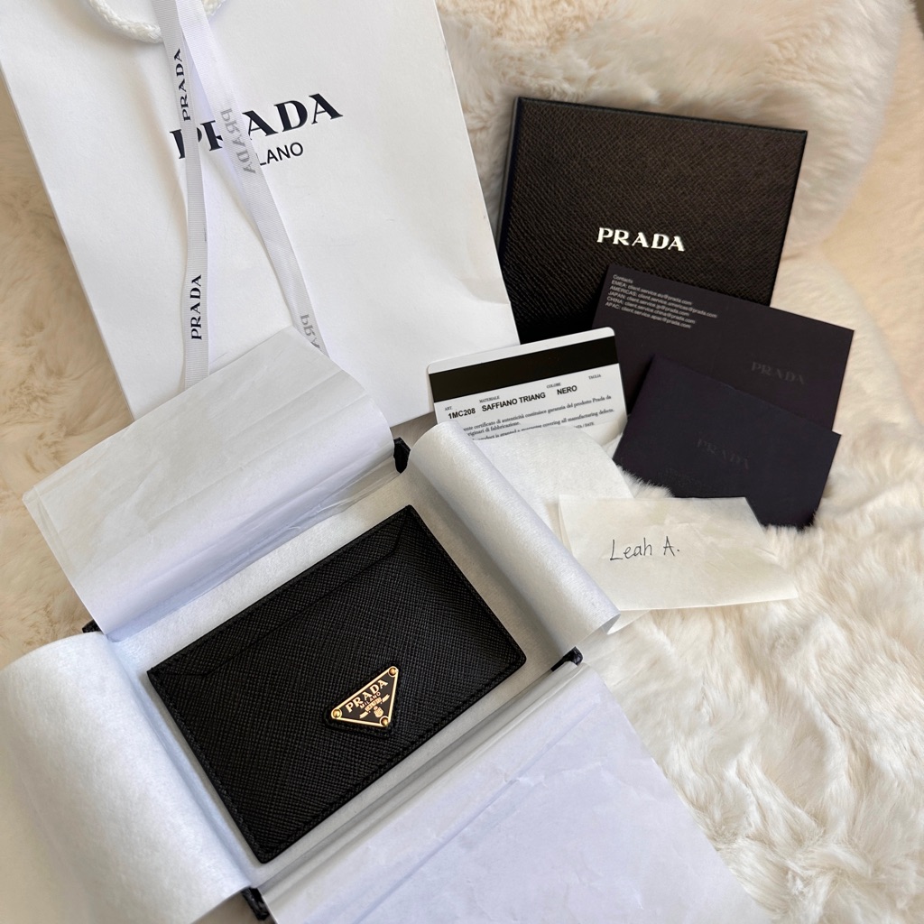 Prada Card Holder In Black Saffiano Nib